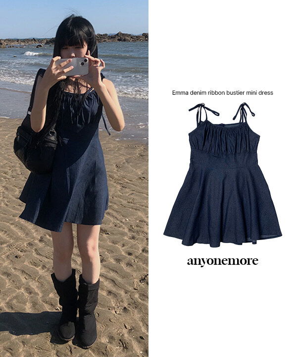 Emma Denim Ribbon Bustier Mini Dress
