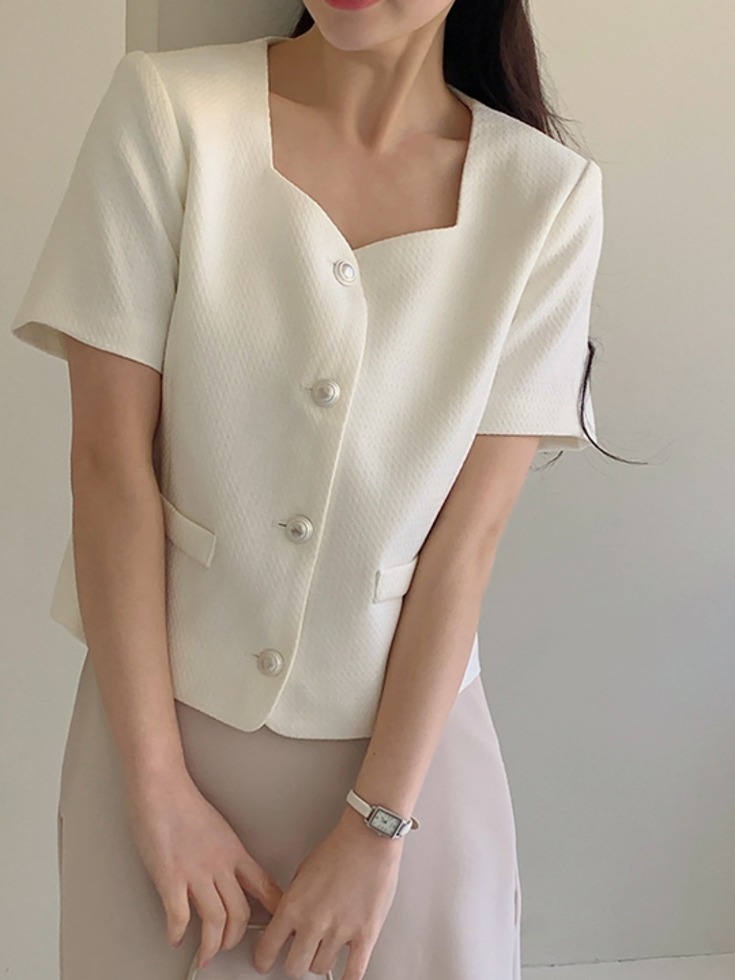 O&B Tweed Heart Neck Short Sleeve Jacket 夾克
