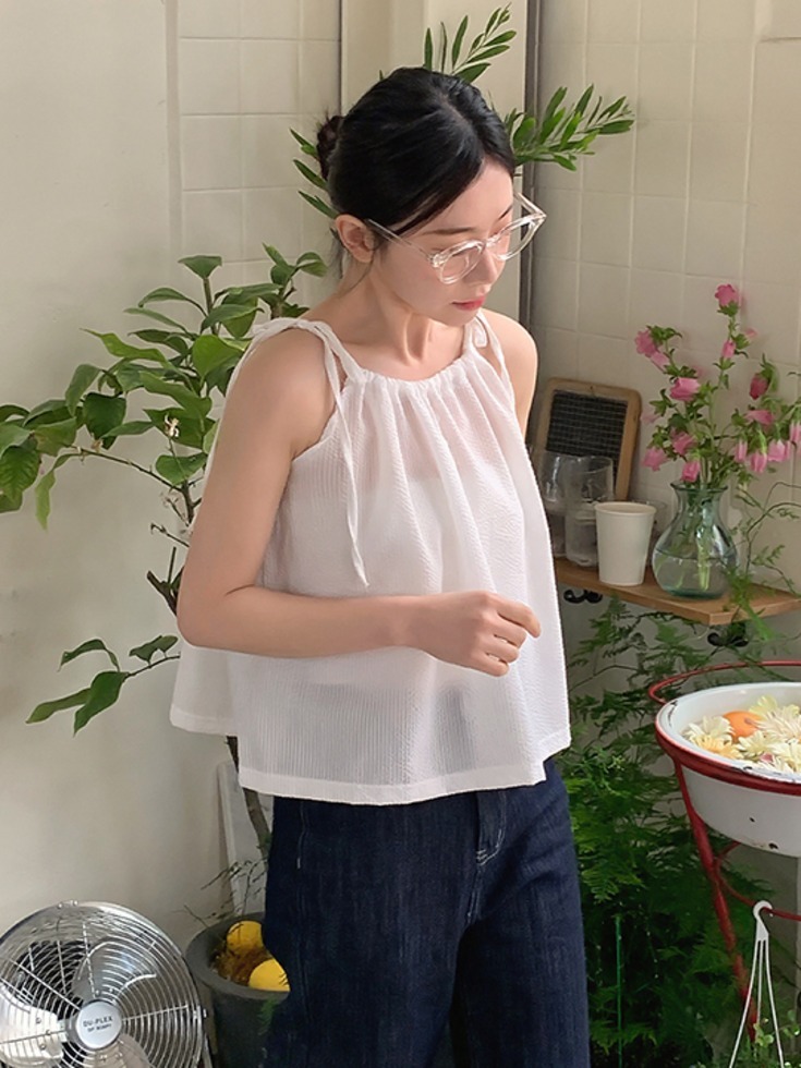 Heerlinen Ringkle Halter Neck Ribbon Sleeveless 無袖