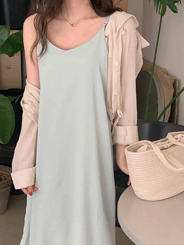 Ice Sleeveless Beach Vacation Summer Long Dress 连身裙