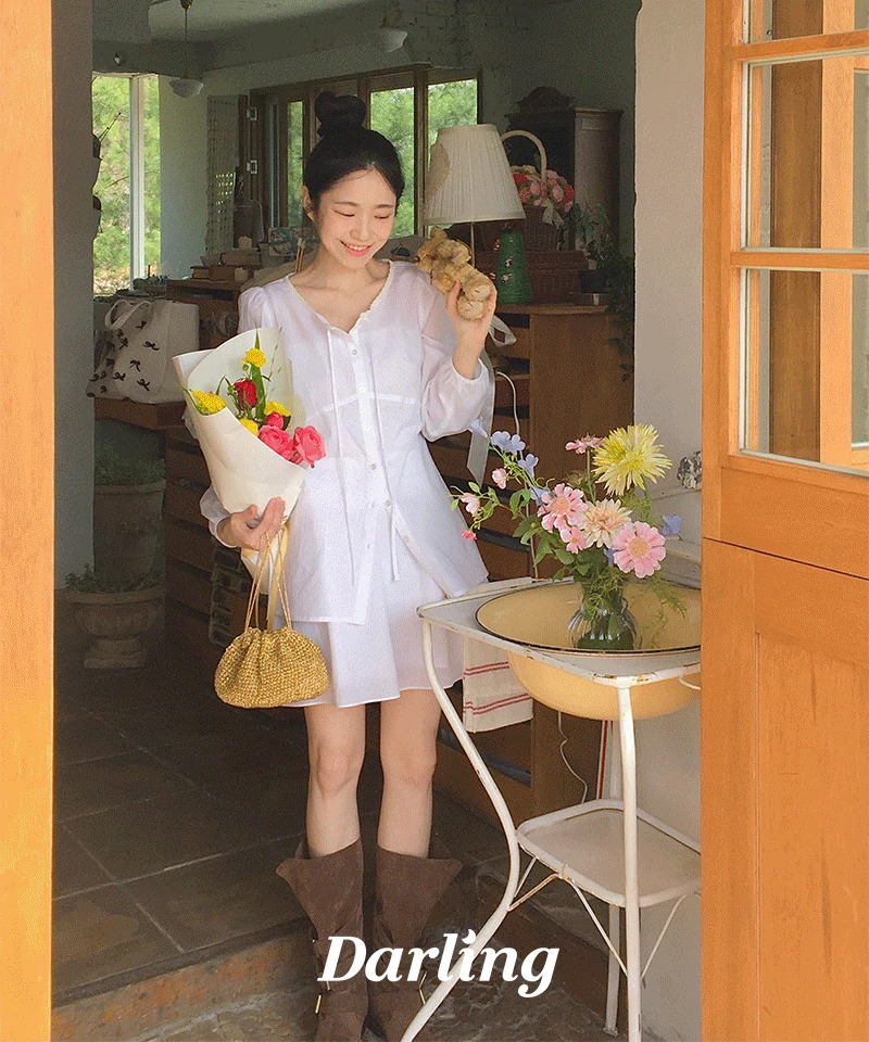 Rosette blouse (boho chic, long blouse, string, lace) 套装