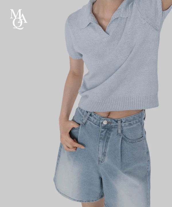 TINEZ Cotton Collar Short Sleeve Knitwear 短袖上衣