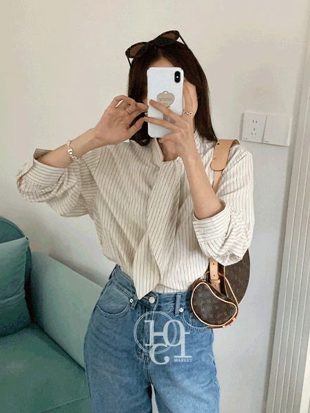 Amber Ribbon Tie Stripe Shirt