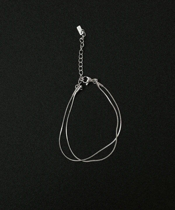 Turtleneck T Layered Silver Bracelet 手镯