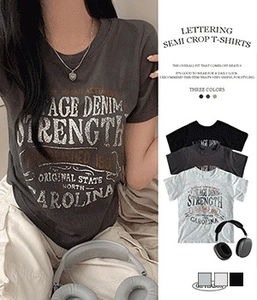 字母印花半截版短袖T恤