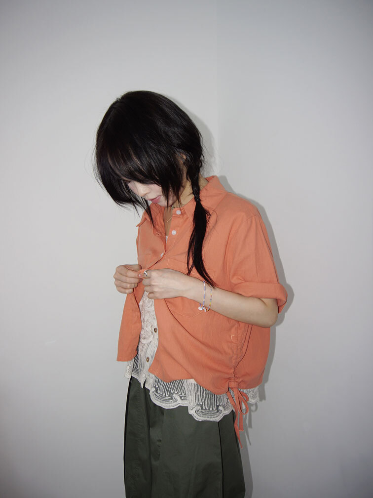 Linen string short-sleeved shirt 短袖上衣