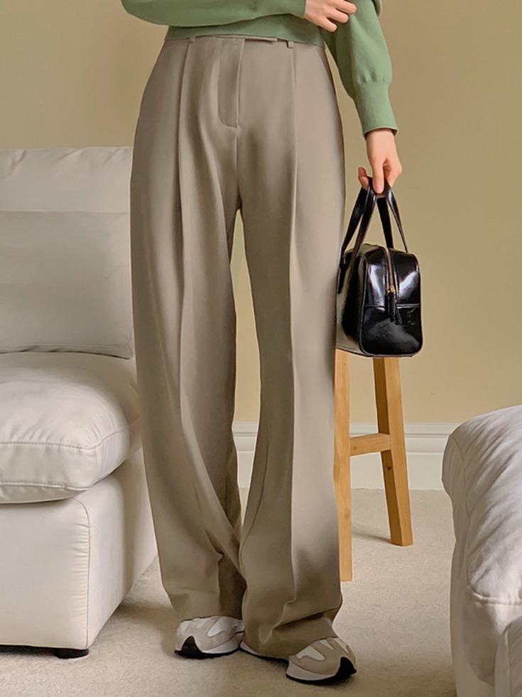 Tadebin pin tuck wide slacks pants 长裤