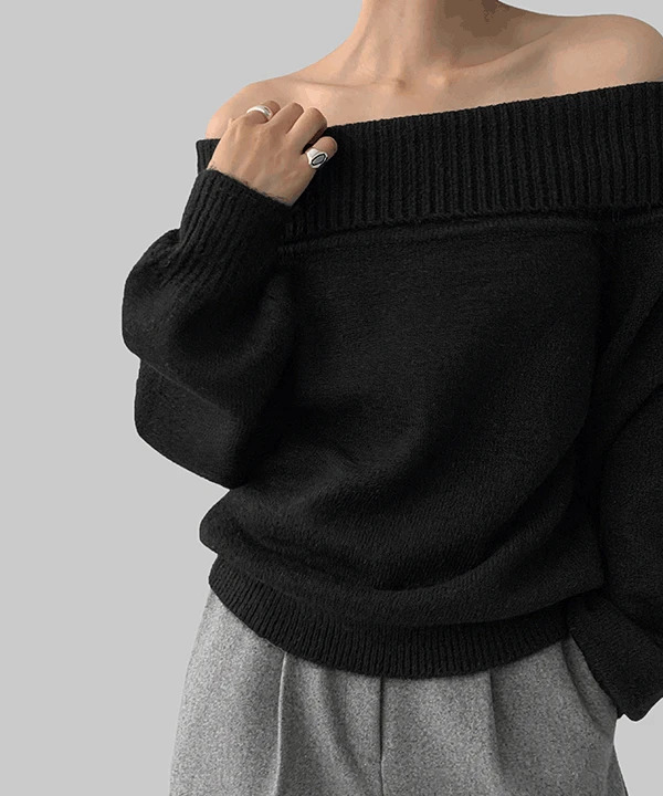 Eloni Loose-fit off-shoulder knitwear  针织衫