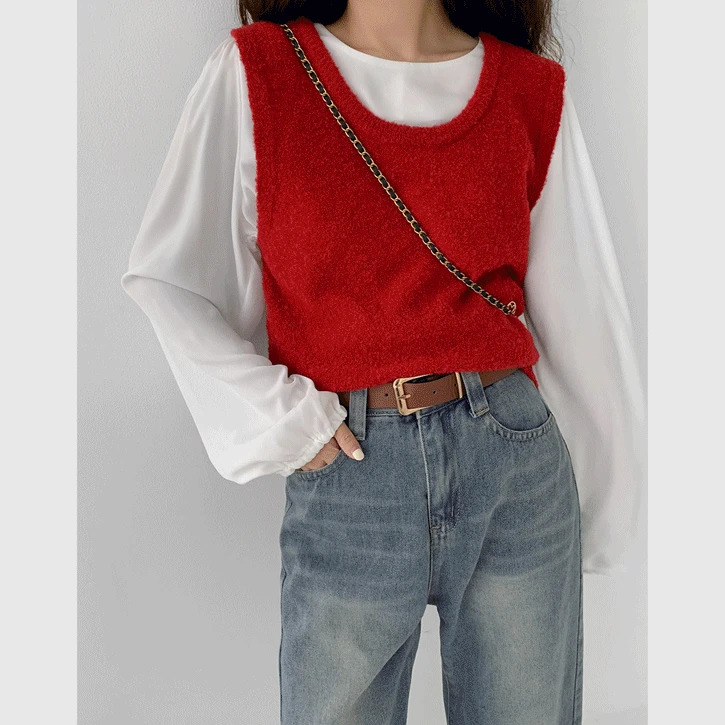 Mini Medal 2 Round Buckle Knitwear Vest 开襟衫