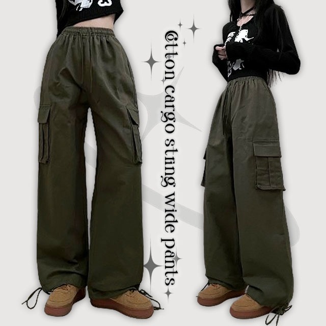 Lark Cotton Cargo String Wide Pants 长裤