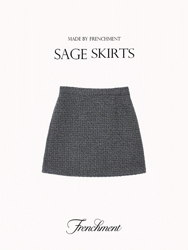 Sage Wool Spring Boucle Tweed Skirt Mini Skirt 裙子