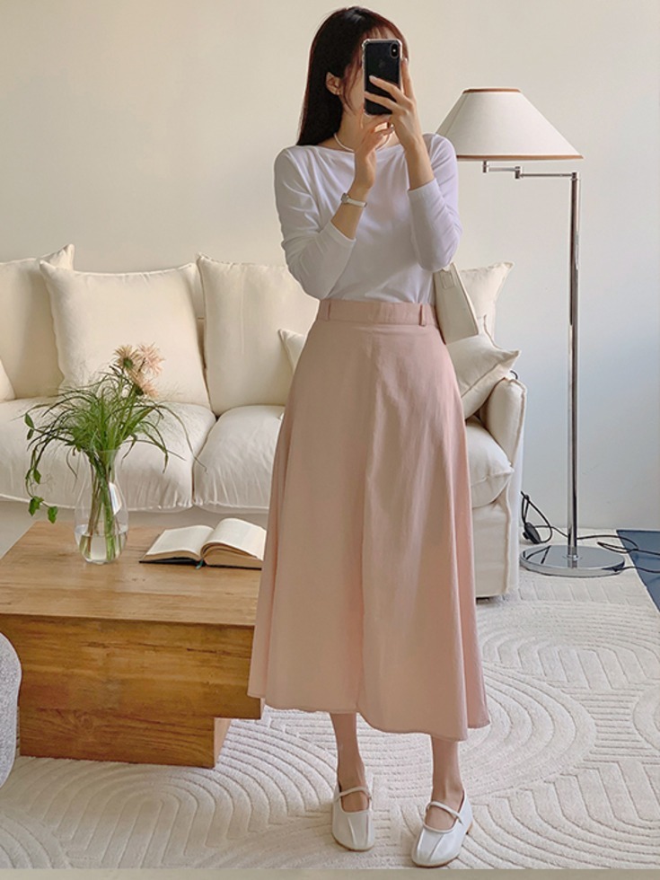 Drapinf back banding team long skirt 裙子
