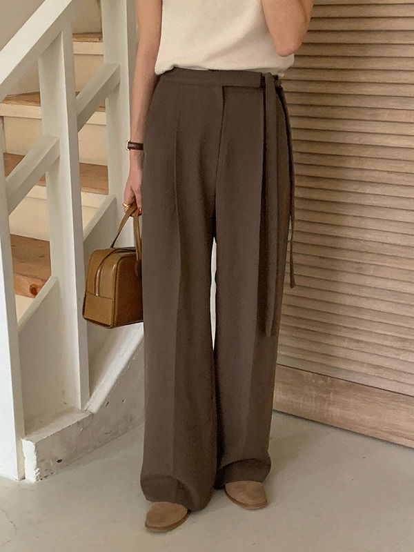 Door strap string pin tuck wide wedding guest slacks old money look/wedding guest look 長褲