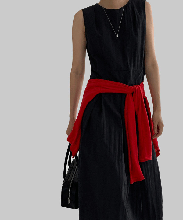 Thecos Pleated Nylon Maxi Sleeveless Dress 连身裙