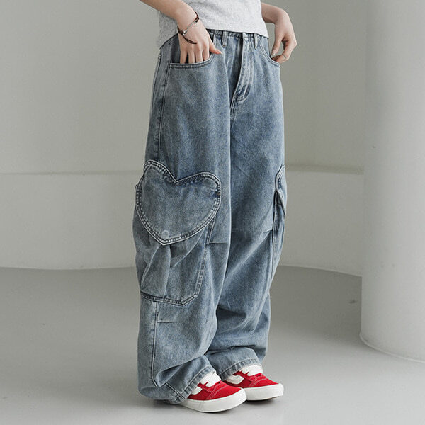 Love Heart Cargo Denim Pants 牛仔裤