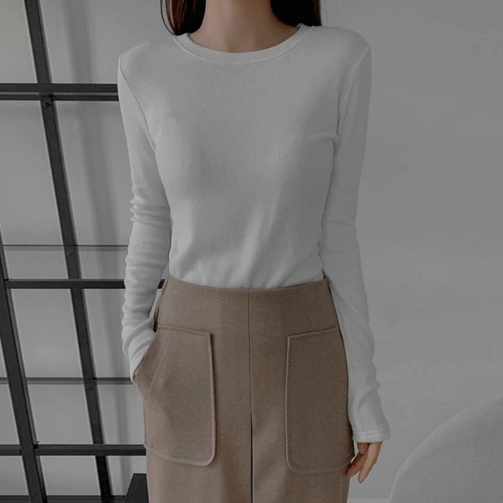 Jjonjjon Basic #Round Neck Long Sleeve T-shirt 长袖上衣