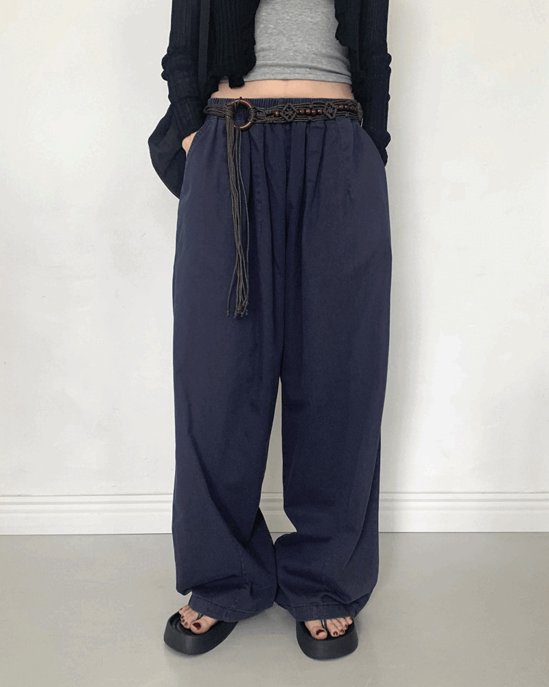 Muskin Banded Pigment Cotton Wide Pants 长裤