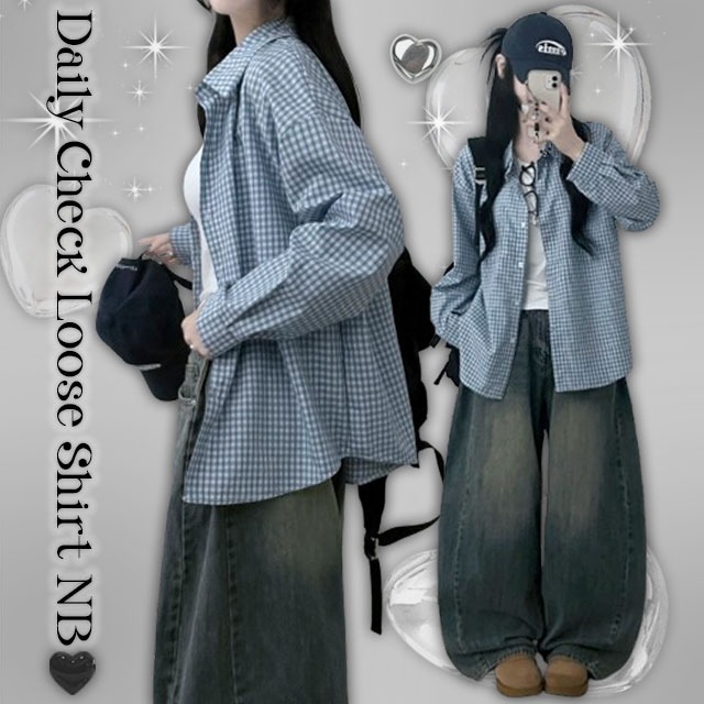 Blue Gobangjan Check Loose-fit Shirt Shirt 衬衫