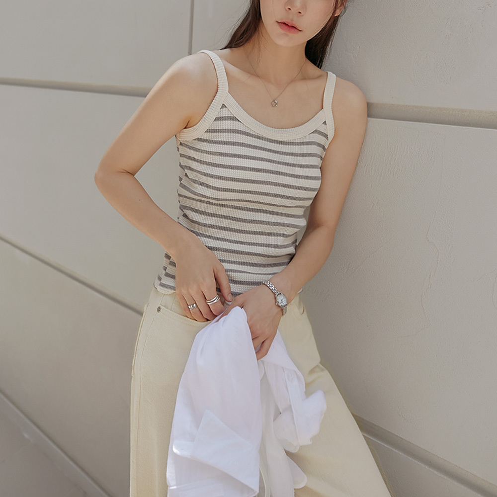 Owen 棉质华夫格条纹无袖
