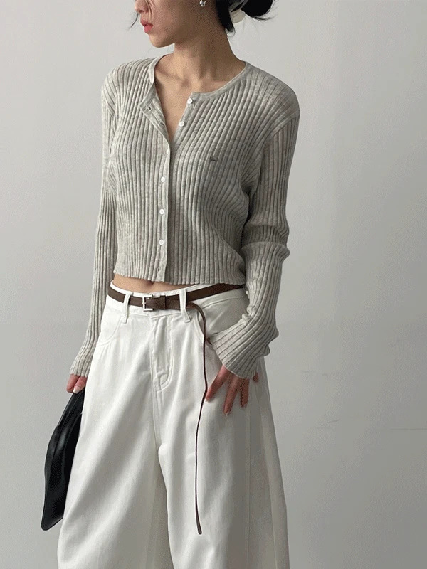 Super Symbol Ribbed Crop Cardigan 开襟衫