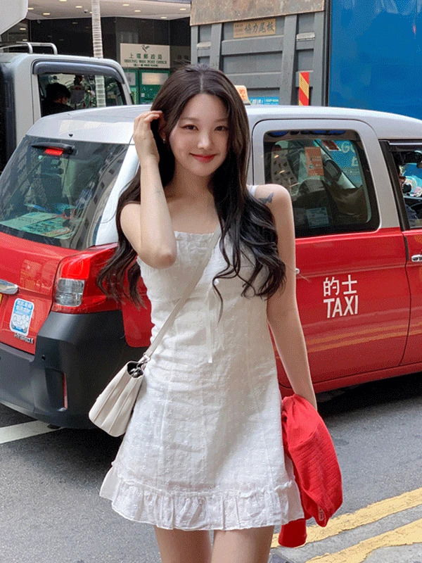Anna Punching Ribbon Frill Sleeveless Dress (Delayed delivery)