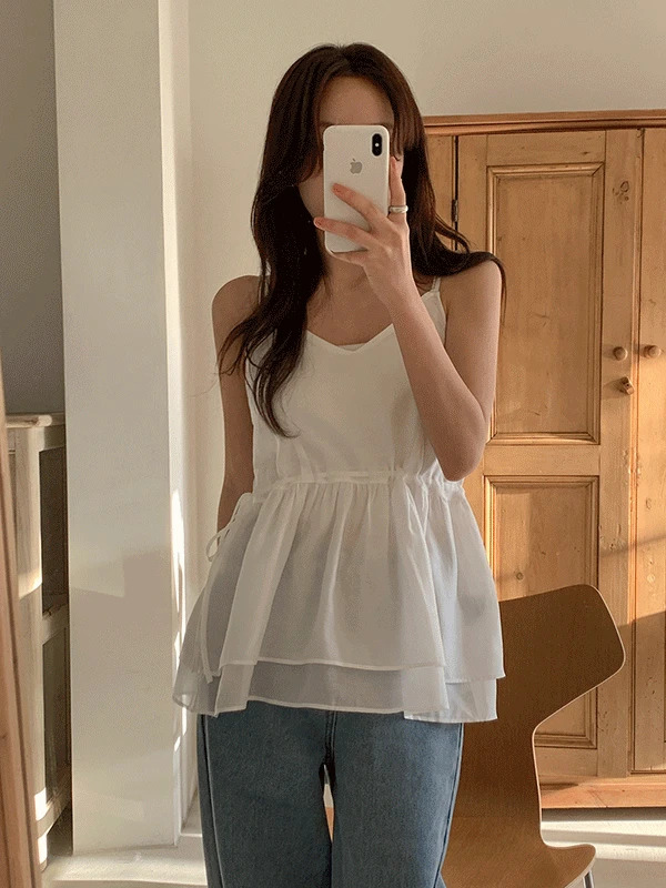 Tita Summer String Bustier Layered Sleeveless Blouse 无袖