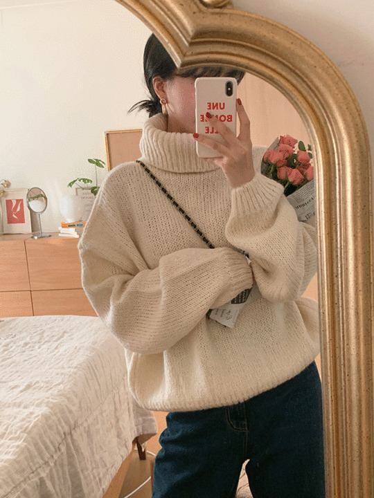 Alpaca Teddy Turtleneck Wool Loose-fit Knitwear  针织衫