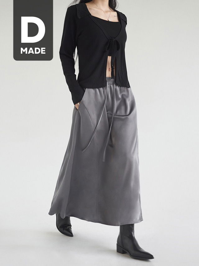 Big size S-4XL street satin Split flare banding long skirt skirt