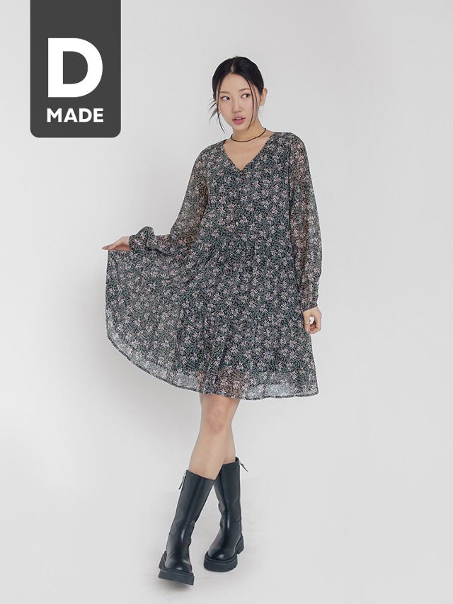 Big size 55-99 Raymi flower V-Neck cancan Dress resort look