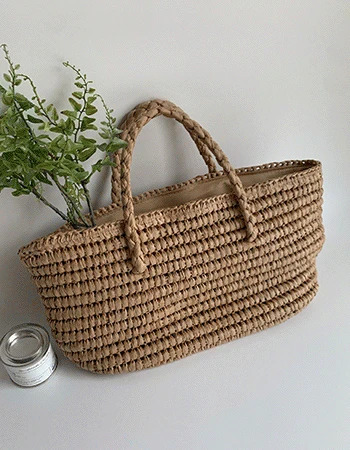 Square rattan tote bag