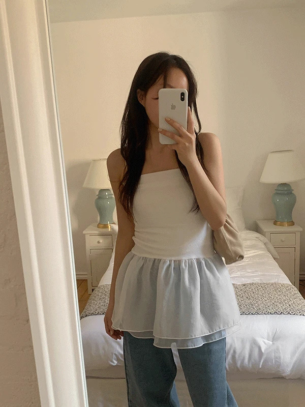 Nut Summer Layered Frill Sleeveless Top 无袖