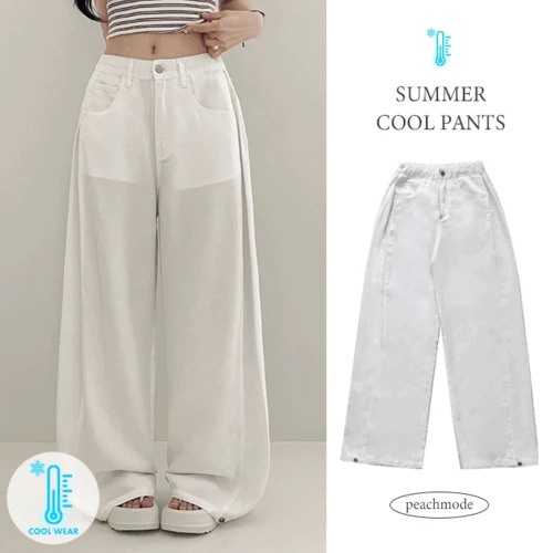 Sersha Cooling Cooling Fabric Side Pin Tuck Visor Snap Wide Cotton Pants, Summer Pants