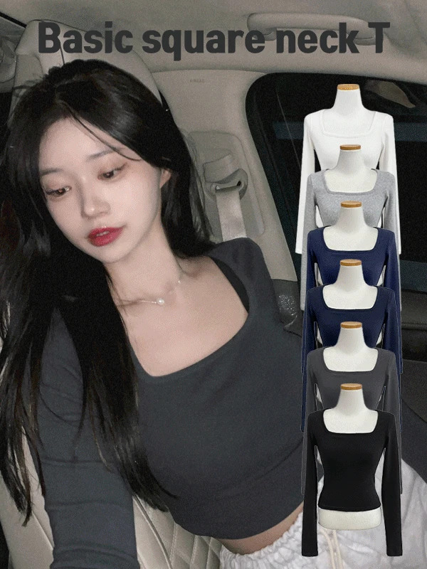 Rosé Jjon Jjon Square Neck Tee 长袖上衣