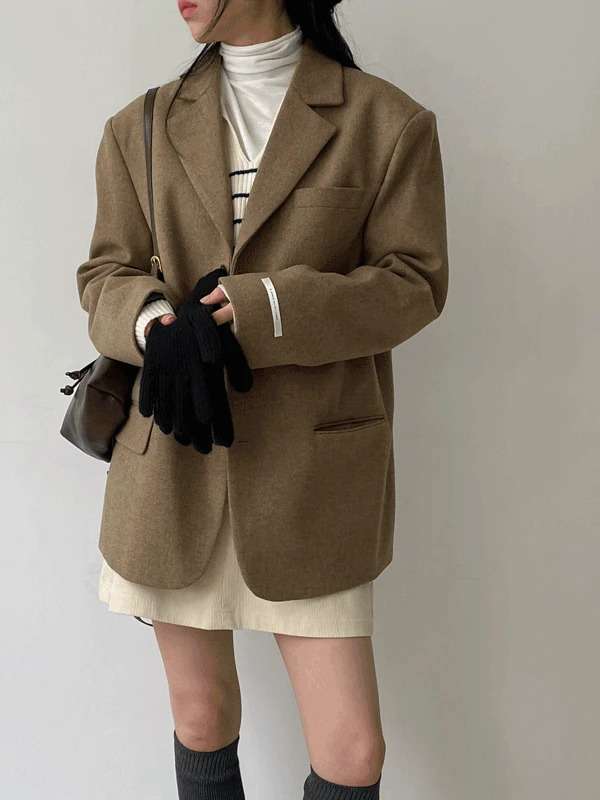 Himer Wool 3 Button Overfit Blazer Jacket 夹克