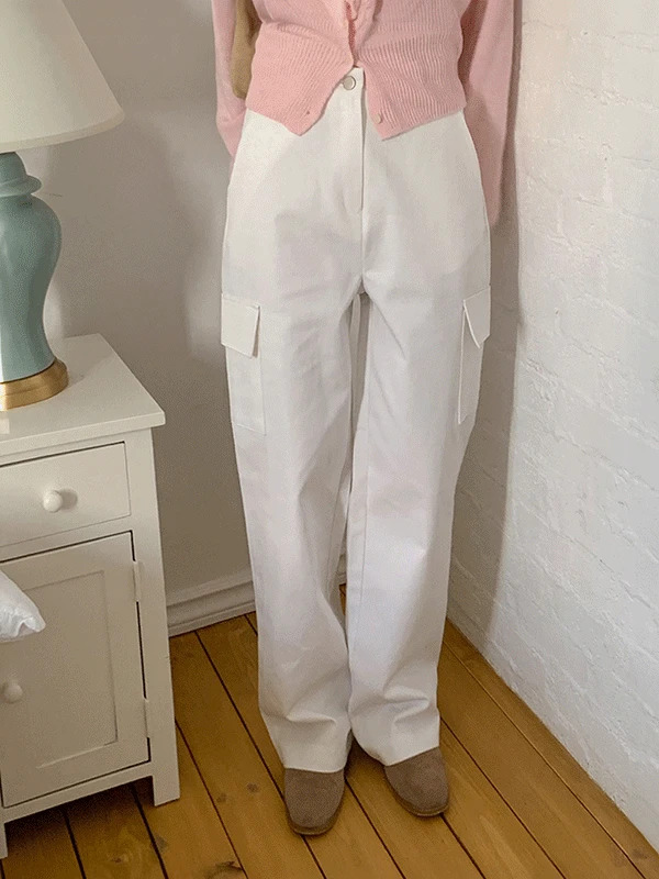 Tape Summer Cotton Wide Cargo Pants 长裤