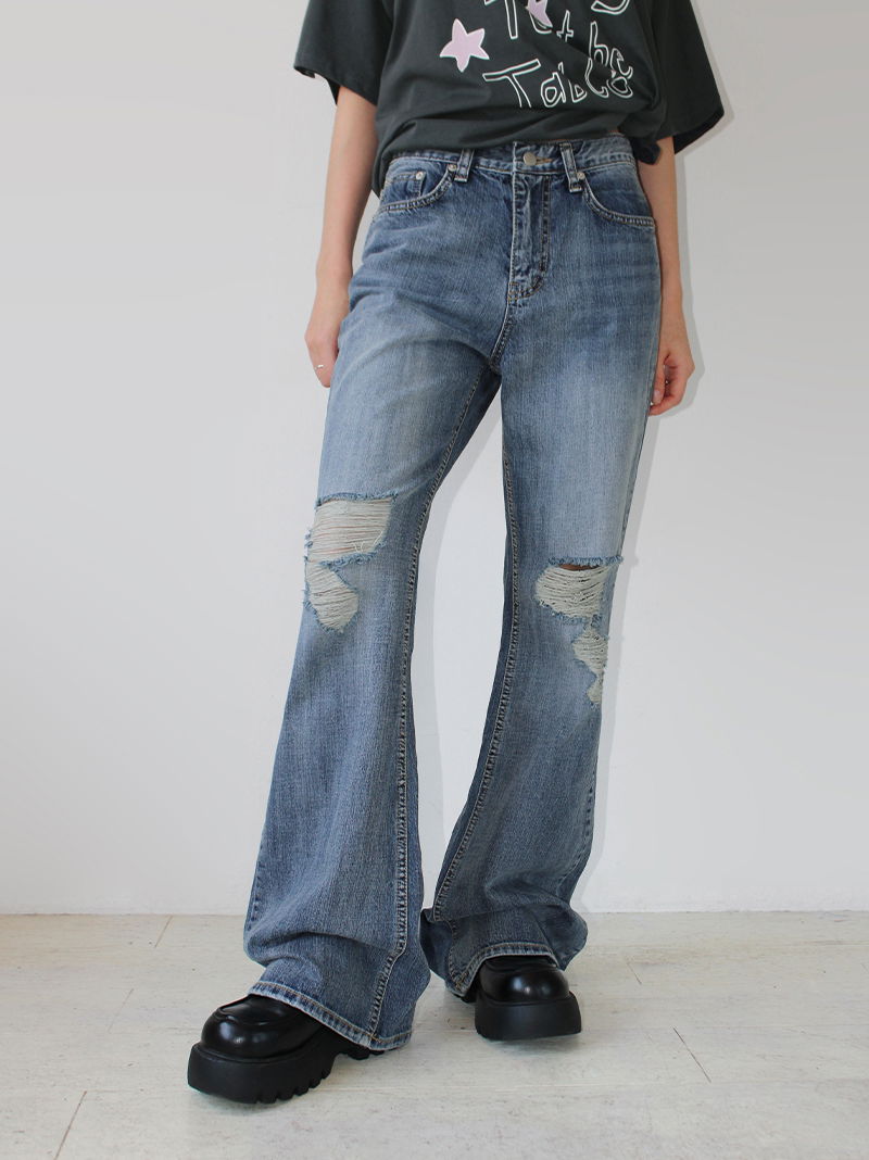 DAMAGE BOOTCUT DENIM