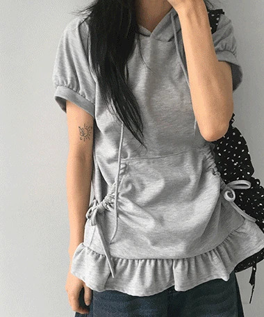 Tina Frill String Short Sleeve Hooded T-Shirt 短袖上衣