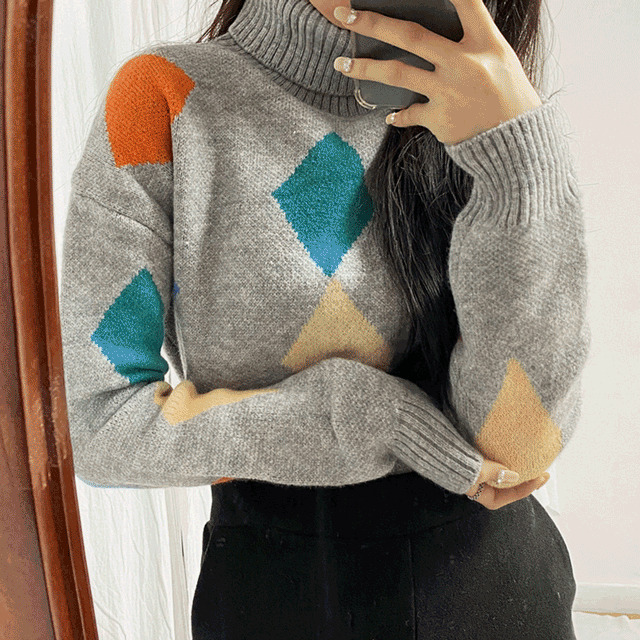 Ruin Color Turtleneck Knitwear  针织衫