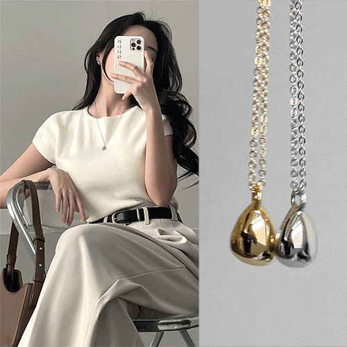 Alphabet pebble necklace necklace 2color 项链