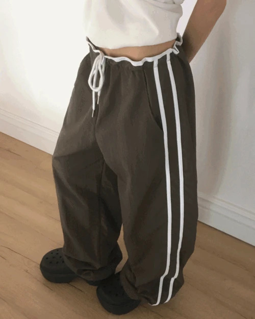 Kenshi Low Rise Nylon Track Wide Pants