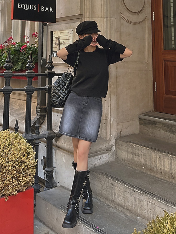 Ronique Dawn Faded Denim Mini Skirt 裙子