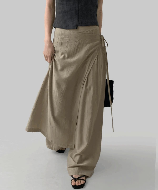 VESTIN WRINKLE LAYERED SKIRT WRAP PANTS