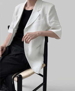 Defense Loose-fit linen short sleeve jacket