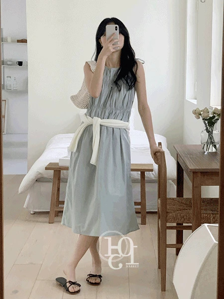 Epic string shirring long Dress 连身裙