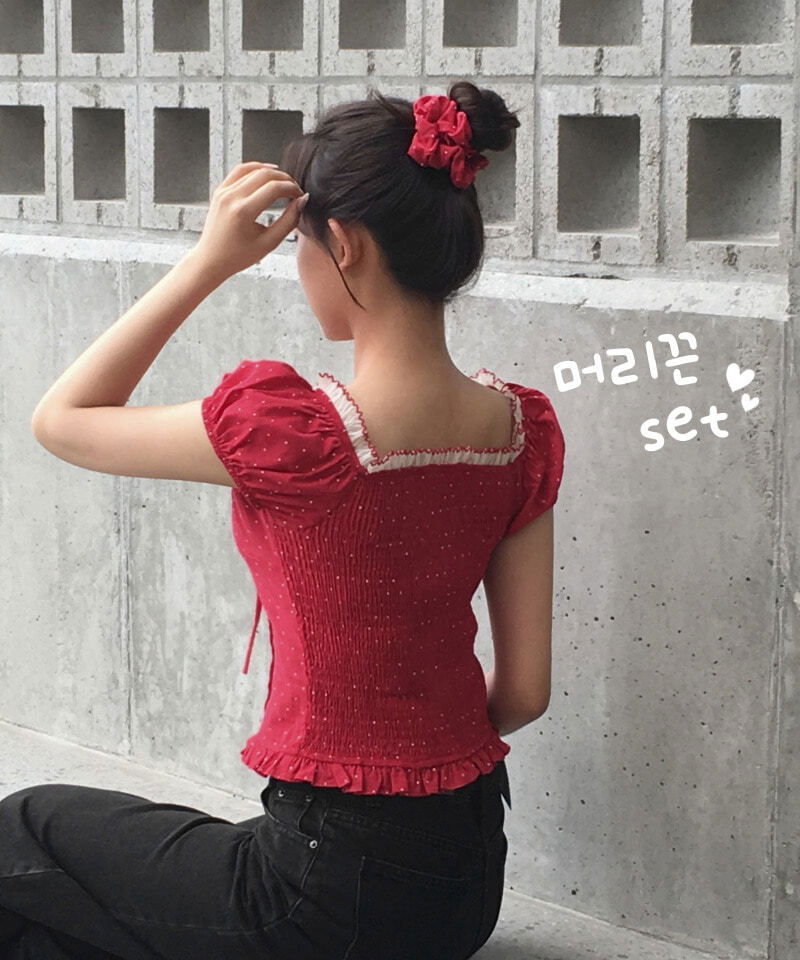 ドゥッツヘアバンドドットフリルブラウス