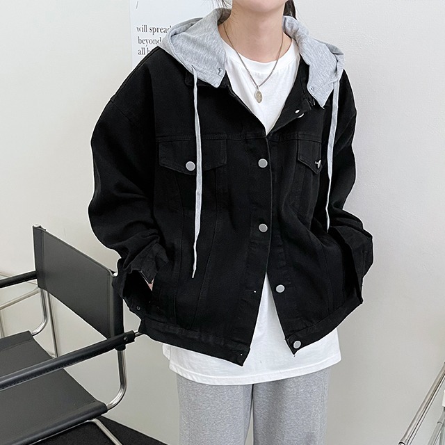Loose Hooded Denim Jean Jacket 夾克