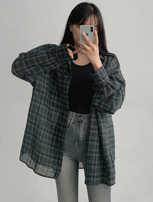 Terralinen Check Shirt - 2 Colors/Air Conditioner Wind/Rainy Season/UV Protection