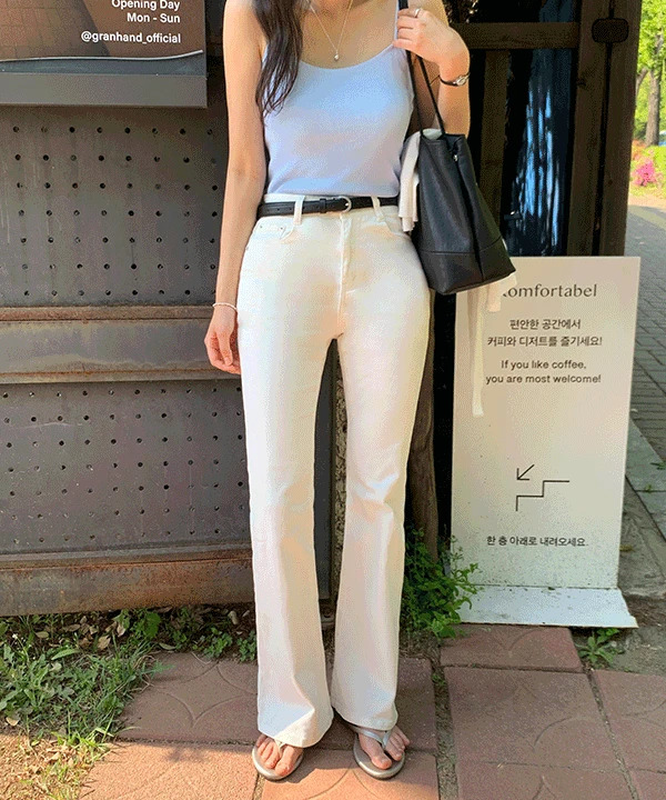 Senab Spandex Flared Cotton Pants -2color
