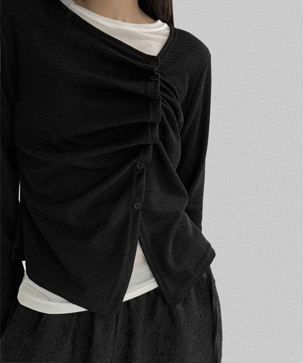 Asha Drape Shirring Button Cardigan 开襟衫