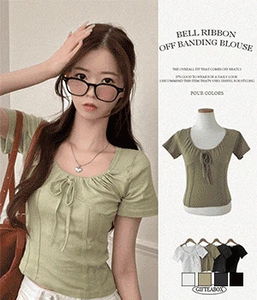 Wendy corset shirring ribbon short sleeve t-shirt
